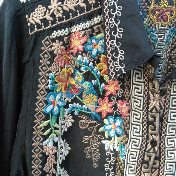 Johnny Was Dress Duster Cover up black embroidered - Picture 3 of 12